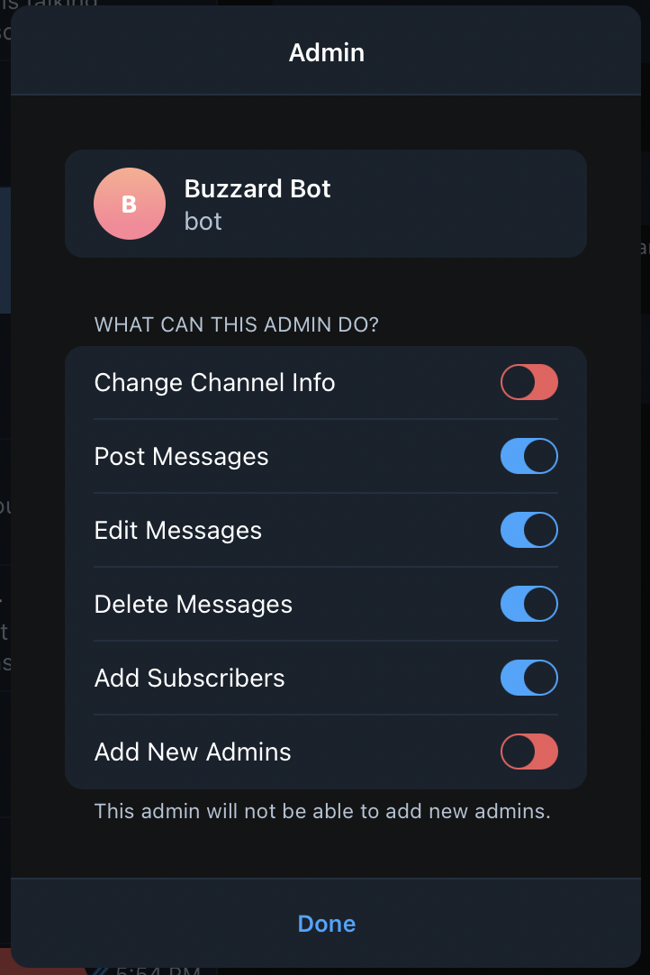Suggested bot admin setup